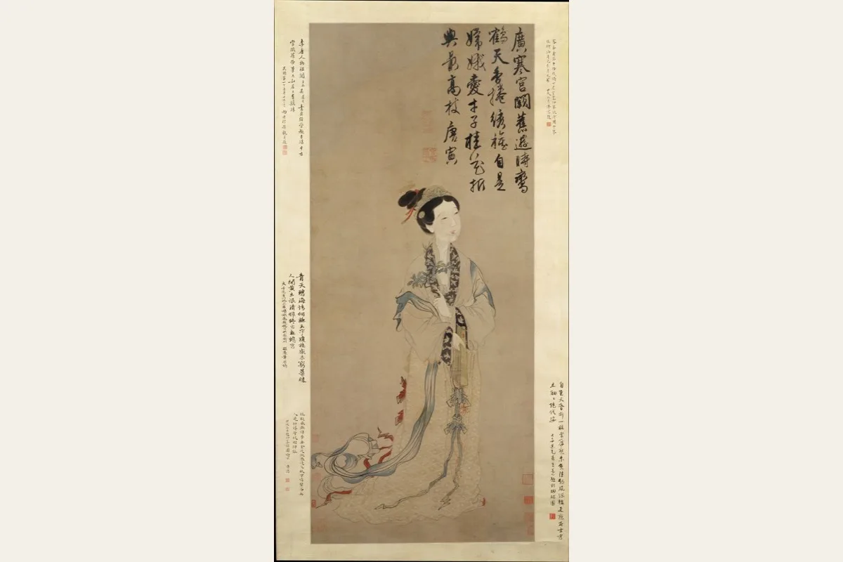 A historic Chinese painting of Chang E, the woman associated with the moon